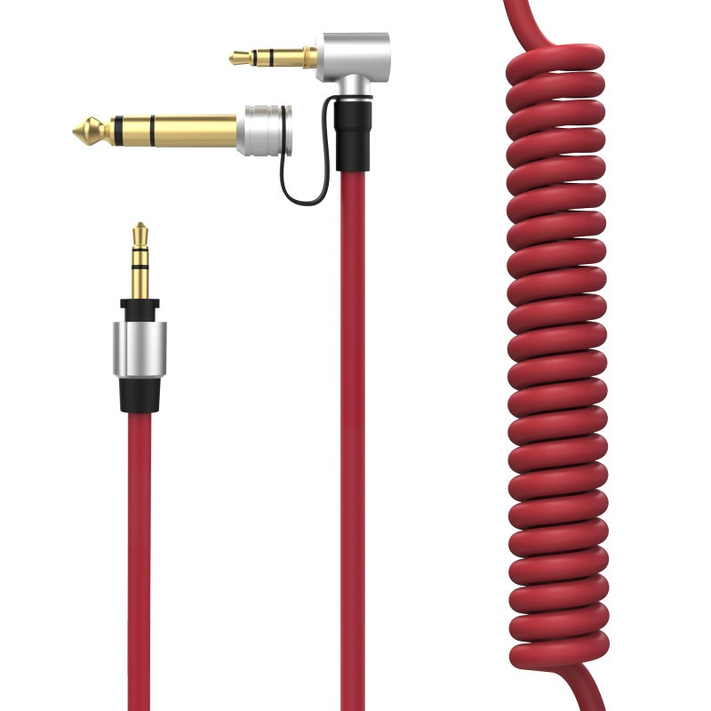 Learsoon Replacement Audio Aux Auxiliary Extension Cable Compatible with Beats by Dr Dre Solo Studio Pro Detox Edition Headphones (Red) - Image 1
